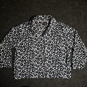 Vintage 90s Super soft Route 66 blue and black cheetah print jacket